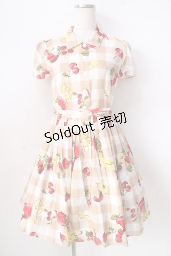 画像1: 【SALE】MILK / フルーチェワンピース  ベージュ Y-25-09-05-092-ML-OP-SZ-ZT181 (1)