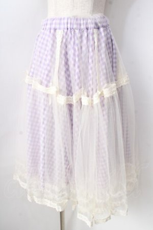 画像: axes femme POETIQUE / ギンガムチュールスカート  ラベンダー Y-25-09-05-096-AX-SK-SZ-ZY