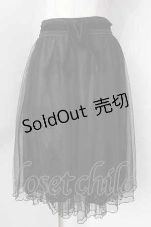 画像: axes femme / レース使いチュールスカート  黒 Y-25-09-05-098-AX-SK-SZ-ZY