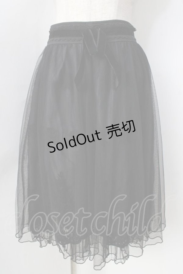 画像1: axes femme / レース使いチュールスカート  黒 Y-25-09-05-098-AX-SK-SZ-ZY (1)