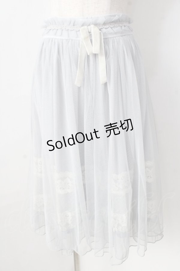 画像1: axes femme / リボン付きレーシーチュールスカート  サックス Y-25-09-05-099-AX-SK-SZ-ZY (1)
