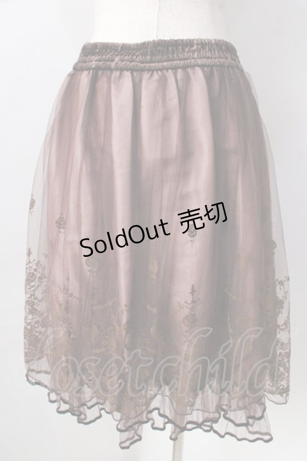 画像2: axes femme / フロッキーチュールスカート  ブラウン Y-25-09-05-100-AX-SK-SZ-ZY (2)