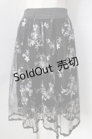 画像: axes femme / カラー刺繍レーススカート  黒 Y-25-09-05-104-AX-SK-SZ-ZT182
