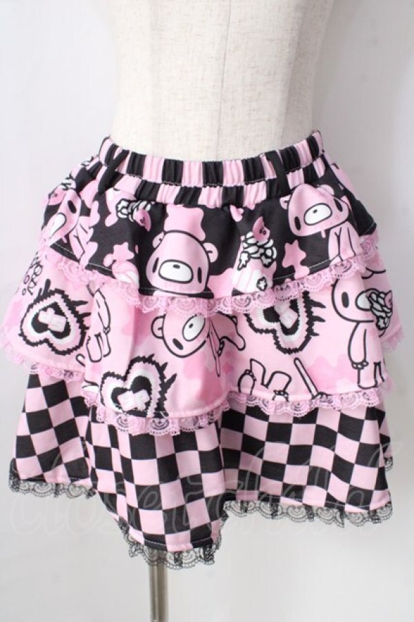 画像1: ACDC　RAG / Gloomy x Sophie Powers Cake スカート  ブラック×ピンク Y-25-09-05-116-PU-SK-SZ-ZY (1)