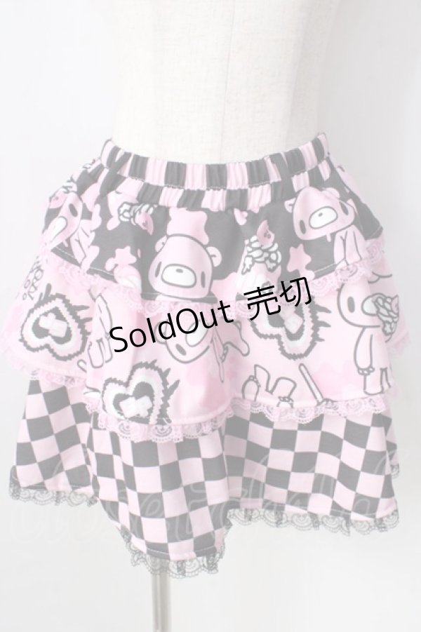 画像1: ACDC　RAG / Gloomy x Sophie Powers Cake スカート  ブラック×ピンク Y-25-09-05-116-PU-SK-SZ-ZY (1)