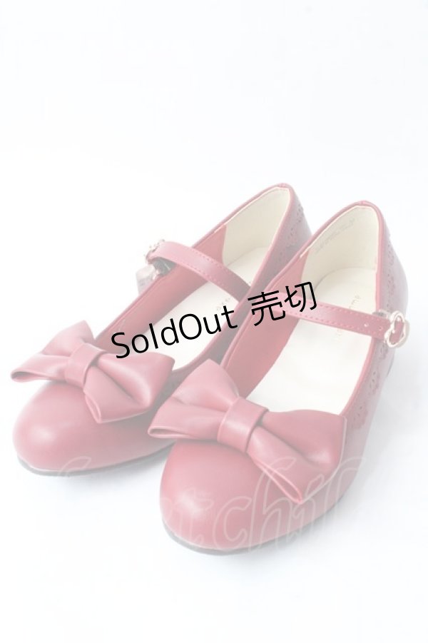 画像1: axes femme kawaii / ローヒールリボンパンプス M ワイン Y-25-09-05-016-AX-SH-SZ-ZY (1)