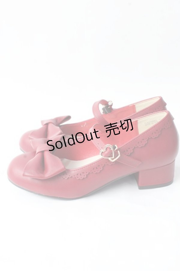 画像2: axes femme kawaii / ローヒールリボンパンプス M ワイン Y-25-09-05-016-AX-SH-SZ-ZY (2)