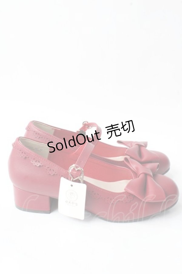 画像4: axes femme kawaii / ローヒールリボンパンプス M ワイン Y-25-09-05-016-AX-SH-SZ-ZY (4)