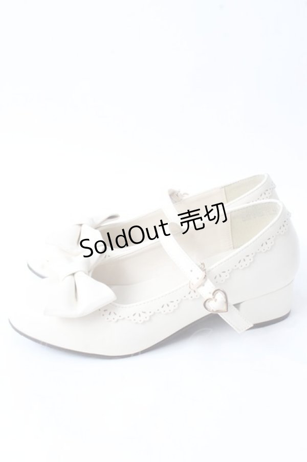 画像2: axes femme kawaii / ローヒールリボンパンプス M 生成り Y-25-09-05-017-AX-SH-SZ-ZY (2)
