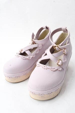 画像: axes femme kawaii / スカラップ木底シューズ M ピンク Y-25-09-05-019-AX-SH-SZ-ZY