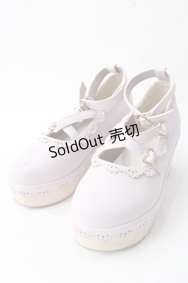 画像1: axes femme kawaii / スカラップ木底シューズ M ピンク Y-25-09-05-019-AX-SH-SZ-ZY (1)