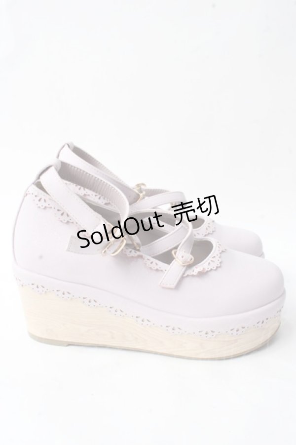 画像4: axes femme kawaii / スカラップ木底シューズ M ピンク Y-25-09-05-019-AX-SH-SZ-ZY (4)