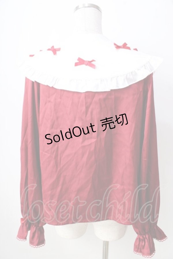画像2: axes femme kawaii / プチリボン配色ブラウス  ワイン Y-25-09-05-020-AX-BL-SZ-ZI (2)