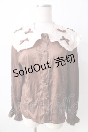 画像: axes femme kawaii / プチリボン配色ブラウス  ブラウン Y-25-09-05-021-AX-BL-SZ-ZI