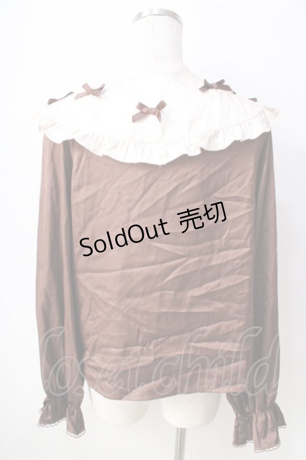 画像2: axes femme kawaii / プチリボン配色ブラウス  ブラウン Y-25-09-05-021-AX-BL-SZ-ZI (2)