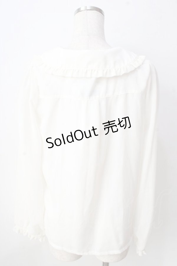 画像2: axes femme POETIQUE / 襟花刺繍ブラウス  生成り Y-25-09-05-029-AX-BL-SZ-ZY (2)