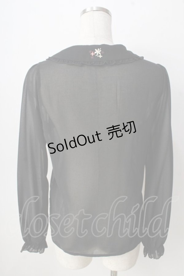 画像2: axes femme POETIQUE / 襟刺繍シアーブラウス  黒 Y-25-09-05-032-AX-BL-SZ-ZY (2)