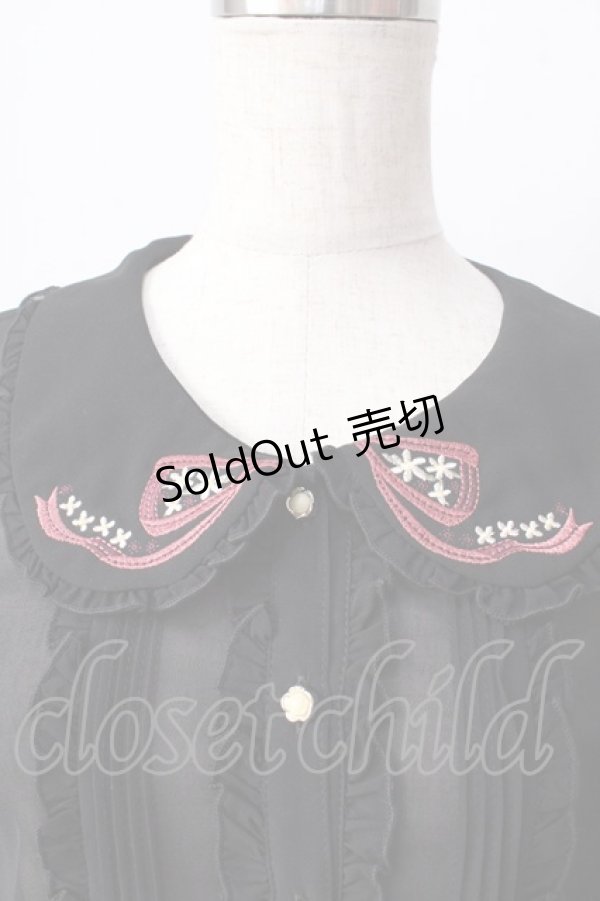 画像3: axes femme POETIQUE / 襟刺繍シアーブラウス  黒 Y-25-09-05-032-AX-BL-SZ-ZY (3)