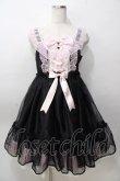 画像1: Angelic Pretty / Lovelyオーガンジージャンパースカート  黒×ピンク Y-25-09-07-035-AP-OP-SZ-ZY (1)