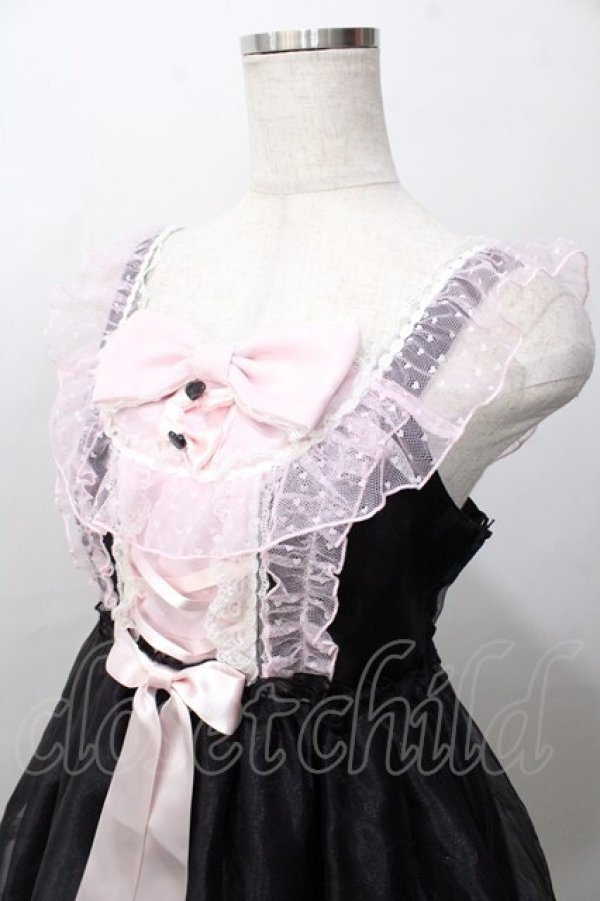 画像3: Angelic Pretty / Lovelyオーガンジージャンパースカート  黒×ピンク Y-25-09-07-035-AP-OP-SZ-ZY (3)