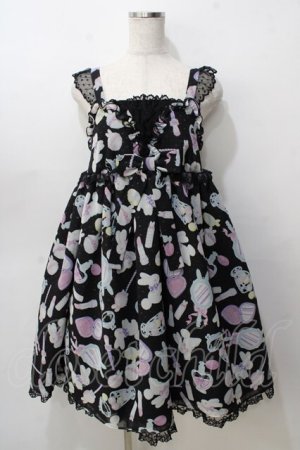 画像: Angelic Pretty / Fluffy Puff BunnyジャンパースカートSet  黒 Y-25-09-07-036-AP-OP-SZ-ZY