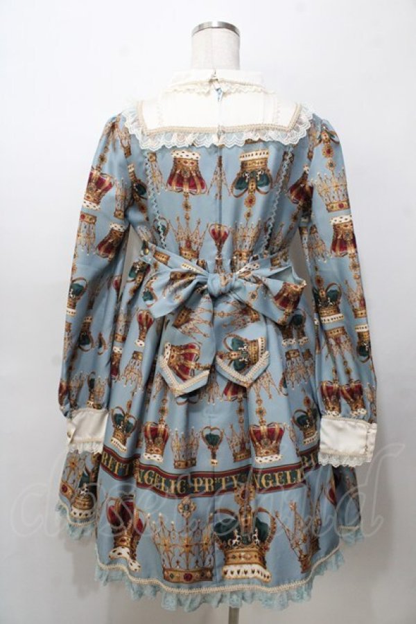 画像2: Angelic Pretty / British Crownネクタイ付きワンピース  サックス Y-25-09-07-043-AP-OP-SZ-ZY (2)