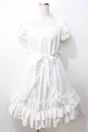 画像: Pina sweetcollection / シフォンオーバースカートワンピース  白 Y-25-09-07-052-LO-OP-SZ-ZY