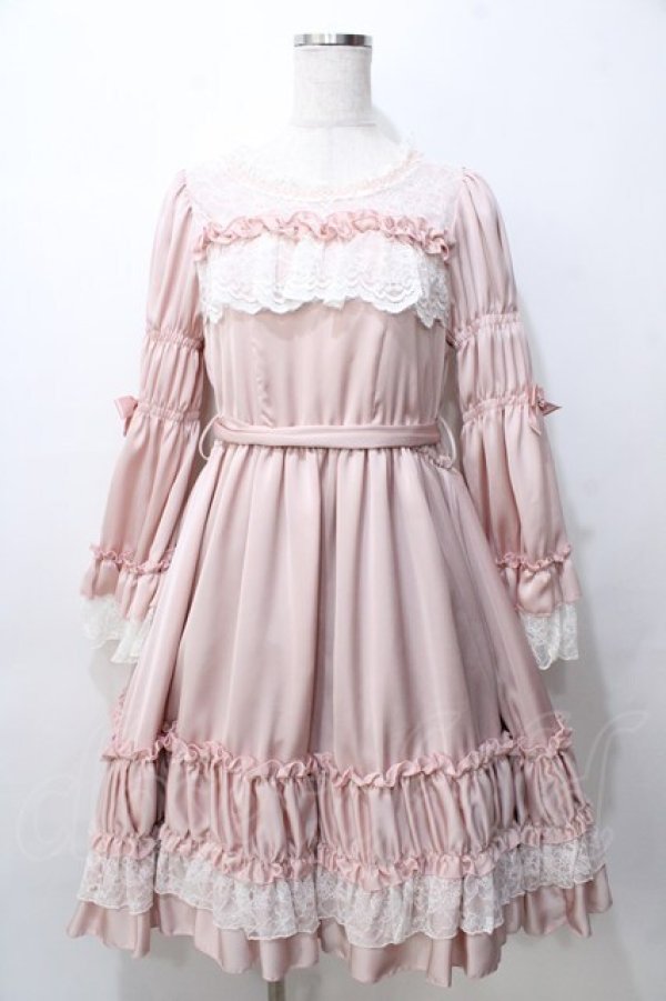 画像1: Pina sweetcollection / レーシーサテンワンピース  ピンク Y-25-09-07-053-LO-OP-SZ-ZY (1)