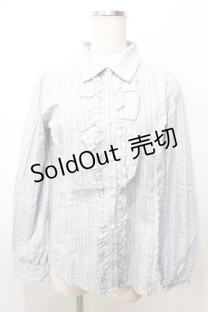 画像: axes femme / タイ付きストライプブラウス M サックス Y-25-09-07-062-AX-BL-SZ-ZY