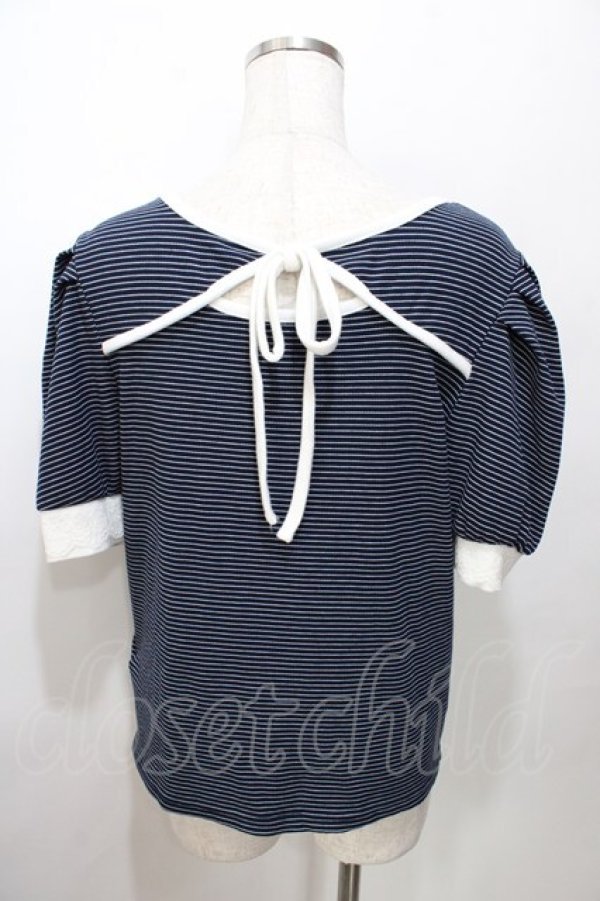 画像2: 【SALE】axes femme / 2WAYボーダーリブプルオーバー  紺 Y-25-09-07-066-AX-TO-SZ-ZT103 (2)