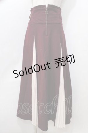 画像: axes femme / センタージップロングスカート  ワイン Y-25-09-07-072-AX-SK-SZ-ZY