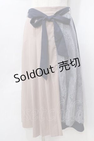 画像: axes femme / レース切替バイカラースカート  ベージュ Y-25-09-07-073-AX-SK-SZ-ZI