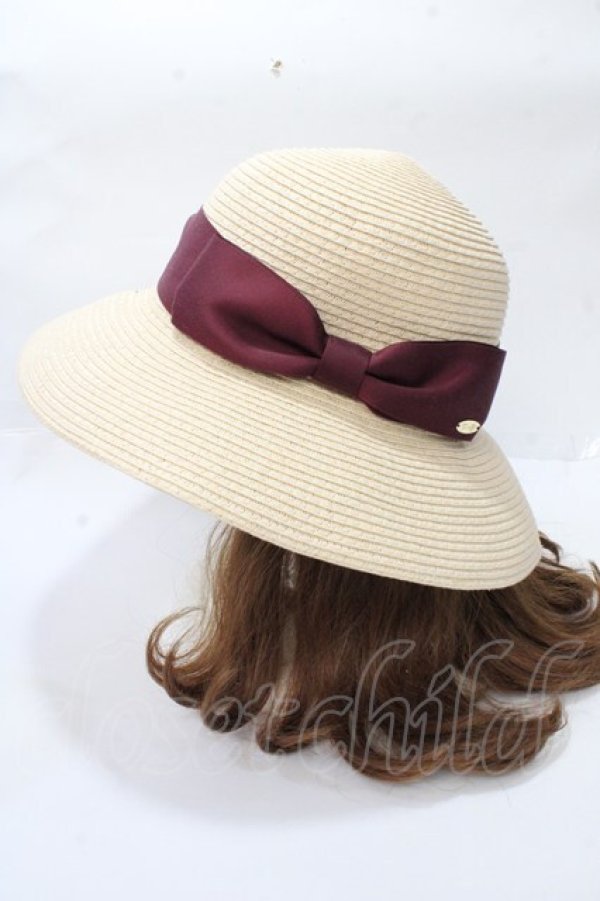 画像2: 【SALE】axes femme / 遮光生地リボンハット 57.5 ベージュ Y-25-09-07-018-AX-AC-SZ-ZT-K016 (2)
