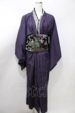 画像1: ALGONQUINS / ストライプ浴衣セット  紫 Y-25-09-11-052-AL-OP-SZ-ZY (1)