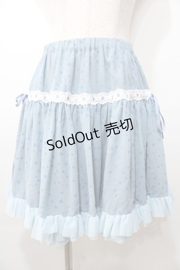 画像1: PEACE NOW / スターフロッキースカート M サックス Y-25-09-11-065-PU-SK-SZ-ZY (1)