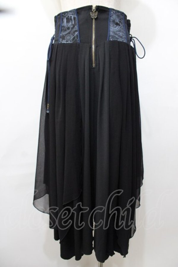 画像2: Ozz oneste / 袴デザインスカート  黒×紺 Y-25-09-11-080-OO-PA-SZ-ZY (2)