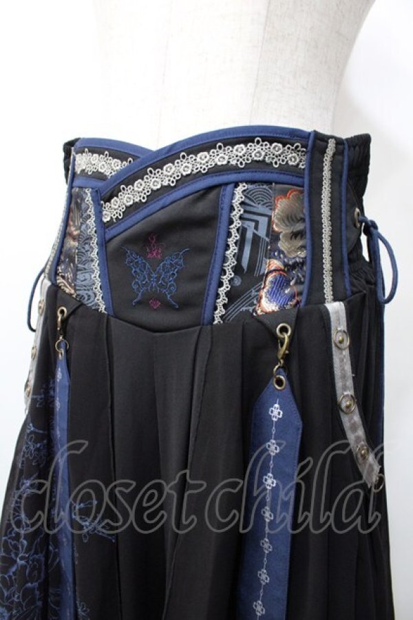 画像3: Ozz oneste / 袴デザインスカート  黒×紺 Y-25-09-11-080-OO-PA-SZ-ZY (3)