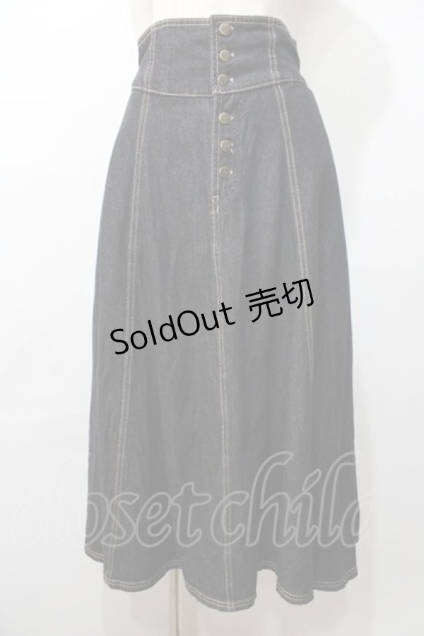 画像1: an another angelus / フロント釦デニムフレアースカート F 黒 Y-25-09-11-092-CA-OP-SZ-ZY (1)