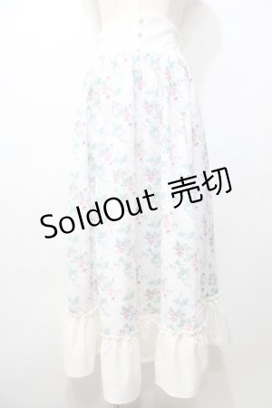 画像: 【SALE】Kurumi Collaboration / 花柄フレアスカート  白 Y-25-09-11-098-LO-SK-SZ-ZT512