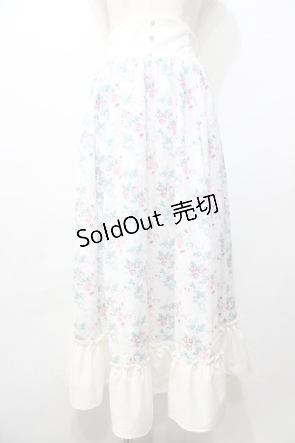 画像1: 【SALE】Kurumi Collaboration / 花柄フレアスカート  白 Y-25-09-11-098-LO-SK-SZ-ZT512 (1)