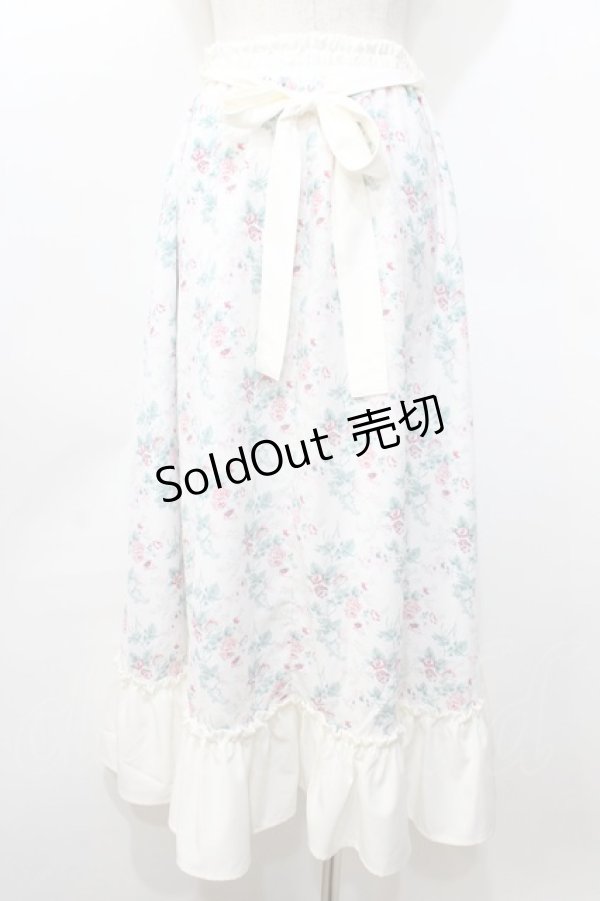 画像2: 【SALE】Kurumi Collaboration / 花柄フレアスカート  白 Y-25-09-11-098-LO-SK-SZ-ZT512 (2)
