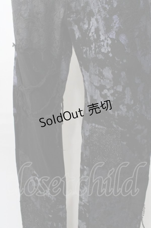 画像3: NAOTO SEVEN / 異素材プリントパンツ  黒×青 Y-25-09-11-105-HN-PA-SZ-ZY (3)