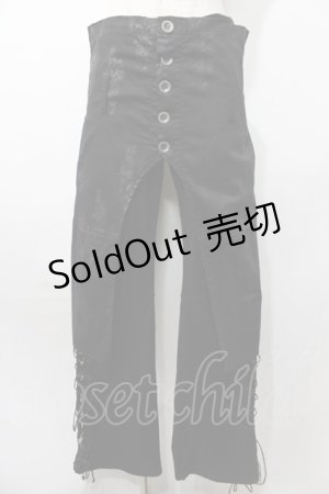 画像: Sixh / ジャガードオーバースカート付編上げパンツ  黒 Y-25-09-11-106-HN-PA-SZ-ZY