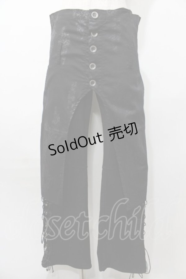 画像1: Sixh / ジャガードオーバースカート付編上げパンツ  黒 Y-25-09-11-106-HN-PA-SZ-ZY (1)