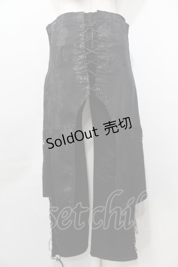 画像2: Sixh / ジャガードオーバースカート付編上げパンツ  黒 Y-25-09-11-106-HN-PA-SZ-ZY (2)