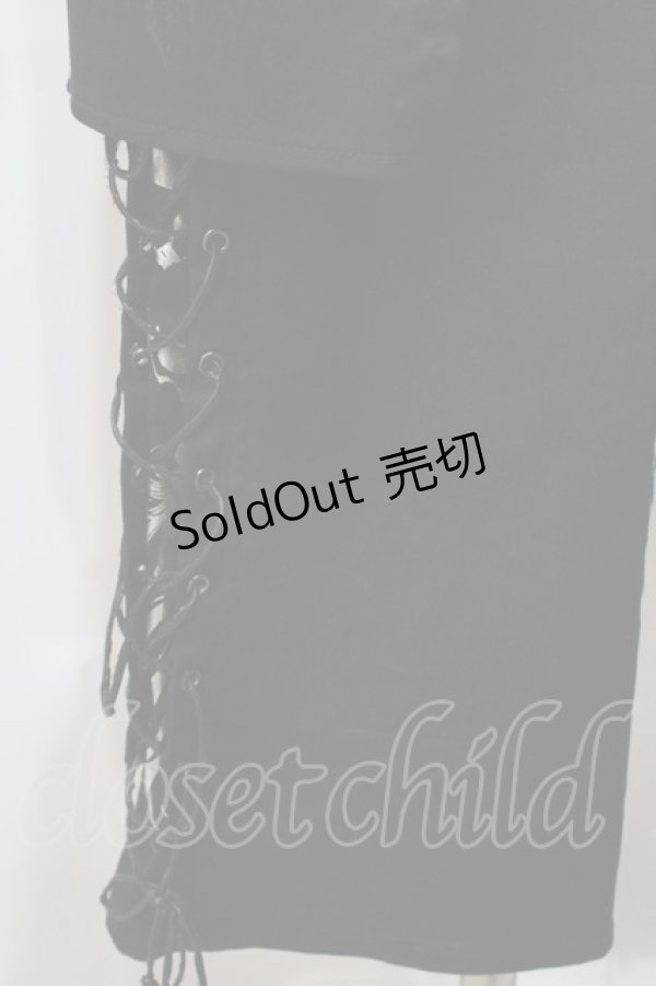 画像3: Sixh / ジャガードオーバースカート付編上げパンツ  黒 Y-25-09-11-106-HN-PA-SZ-ZY (3)