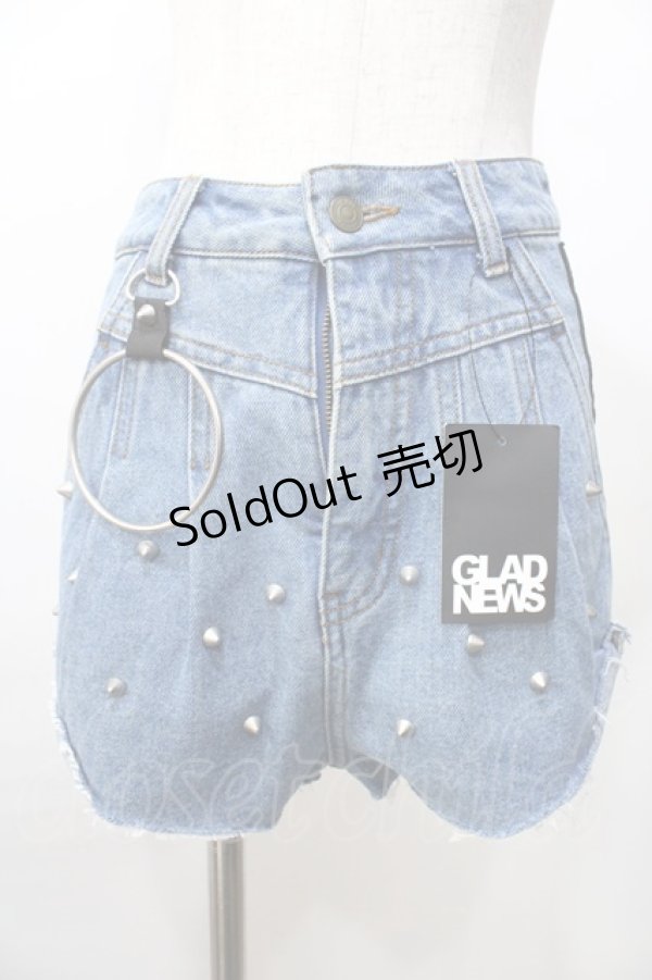 画像1: GLAD NEWS / スタッズ付きショートデニムパンツ  デニム Y-25-09-11-107-GL-PA-SZ-ZY (1)