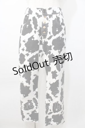 画像: WC / 牛柄デザインパンツ F 白×黒 Y-25-09-11-109-PU-PA-SZ-ZY