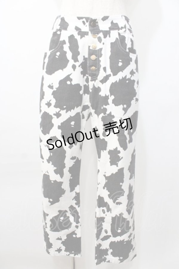 画像1: WC / 牛柄デザインパンツ F 白×黒 Y-25-09-11-109-PU-PA-SZ-ZY (1)