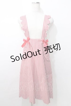 画像: Nile Perch / ギンガム吊りジャンパースカート  赤 Y-25-09-11-017-LO-SK-SZ-ZT107